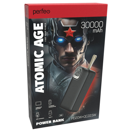 Powerbank Perfeo Atomic Age PF_E1478 30000mAh Black