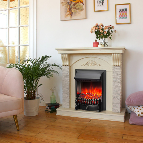 Электрокамин RealFlame Corfino WT айвори с очагом Fobos Lux Black