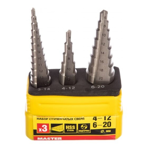 Набор ступенчатых сверл по металлу STAYER Master 29660-3-20-H3