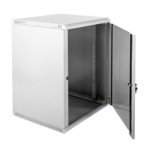 Шкаф коммутационный ЦМО ШРН-Э-12.500 серый 12U 600x520мм пер.дв.стекл несъемн.бок.пан.