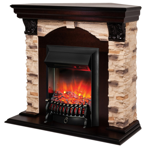 Электрокамин RealFlame Dublin Corner Rock AO античный дуб с очагом Fobos Lux Black RC