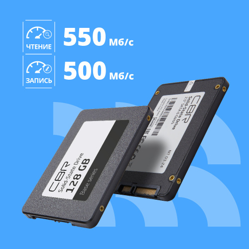 SSD CBR Base SSD-128GB-2.5-BS24b, 128 GB, 2.5, SATA III 6 Gbit/s, 3D TLC NAND, R/W speed up to 550/500 MB/s, TBW