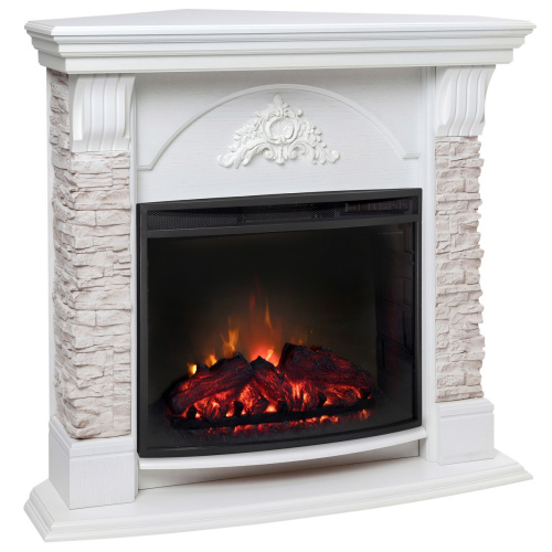 Электрокамин RealFlame Athena Corner GR белый с очагом Evrika 25,5 LED