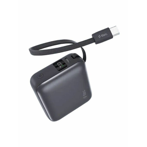 Внешний аккумулятор TTEC 2BB232GR ReCharger Mini LCD 10000mAh USB-C PD 35W Powerbank со встроенным кабелем USB-C серый
