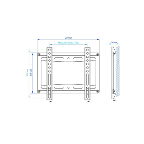 Кронштейн Kromax Ideal-5 Черный 15"-47" Макс.40Кг Настенный Фиксированный