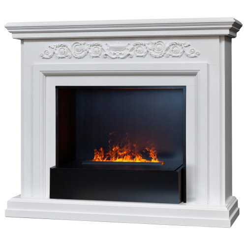 Электрокамин RealFlame Leticia 26 WT белый с очагом 3D Cassette 630 Black Panel