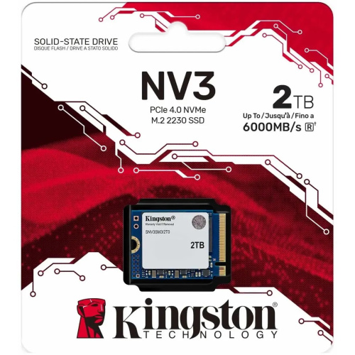 SSD Kingston NV3 SNV3SM3/2T0, 2000GB, M.2(22x30mm), NVMe, PCIe 4.0 x4, 3D TLC, R/W 6000/5000MB/s, TBW 640, DWPD 0.2