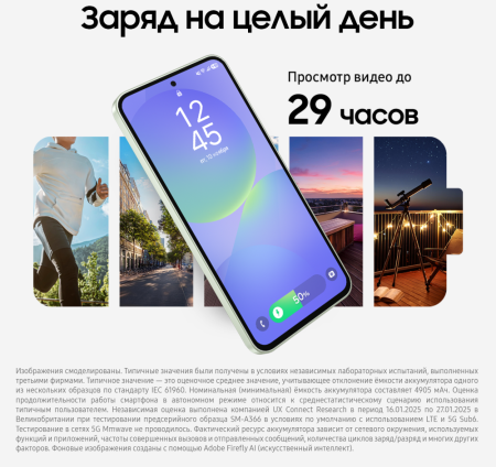 Смартфон Samsung Galaxy A36 8/128 Гб 5G Лайм (A366E)