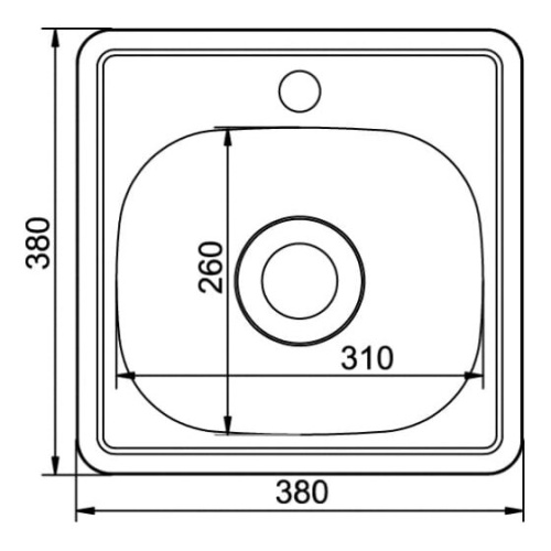 Мойка врезная Mixline 531266 38х38 0,6 выпуск 1 1/2 15см с гофросифоном