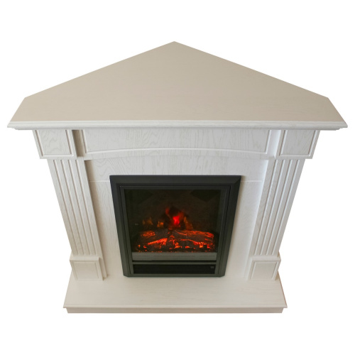 Электрокамин RealFlame Andrea Corner WT фактурный белый с очагом Majestic Lux Black RC