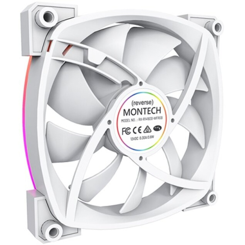 Вентилятор Montech RX140 PWM Reverse White (RX140W) / 140mm, 4pin PWM, 3pin ARGB, 600-1600RPM, 90.5CFM, 27.9dBA, Rifle bearing