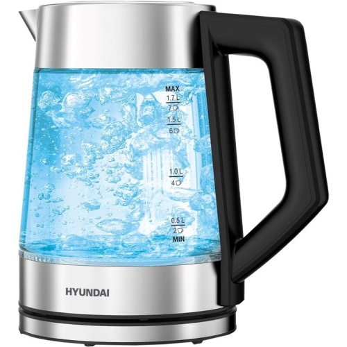 Электрочайник Hyundai HYK-G4402 черный и серебристый