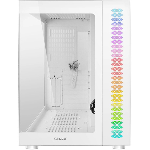Корпус Ginzzu V580, RGB подсветка, закаленное стекло 1*USB 3.0,1*USB 2.0, AU Белый ATX